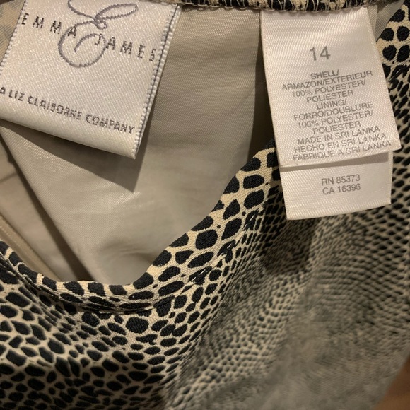 Black & cream phyton snake print sheer pencil skirt lined small side slits US 14 - Picture 11 of 11